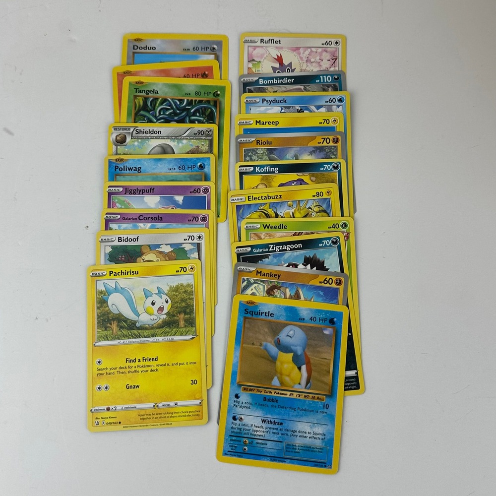 Pokemon TCG Card Lot 20 Squirtle Pachirisu Bidoof Mixed Trading Cards Nintendo